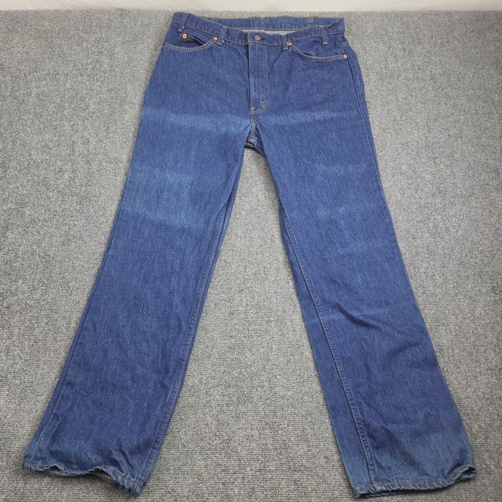 Vintage Levis 509 Jeans 38x32 Blue Orange Tab 80s USA Made Straight Leg 509-0217